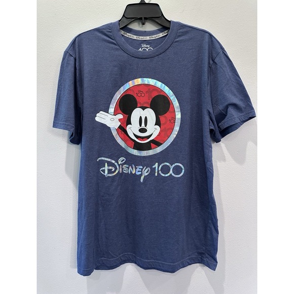 Disney 100 Years of Wonders Mickey Mouse Original T-Shirt Denim Heather Size L - Picture 1 of 8